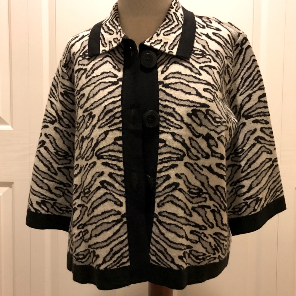 Covington Petite Animal Print Jacket/Sweater